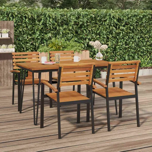 Table de jardin avec pieds épingle à cheveux 140x80x75cm acacia