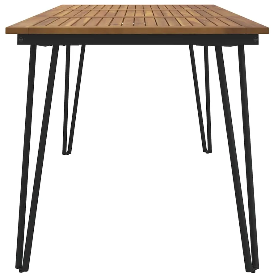 Table de jardin avec pieds épingle à cheveux 140x80x75cm acacia - 4