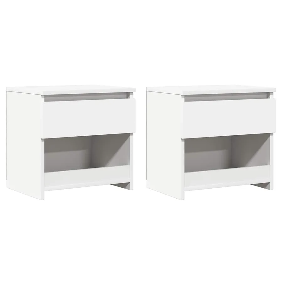 Tables de chevet 2 pcs Blanc 40x30x39 cm Bois d'ingénierie - 2