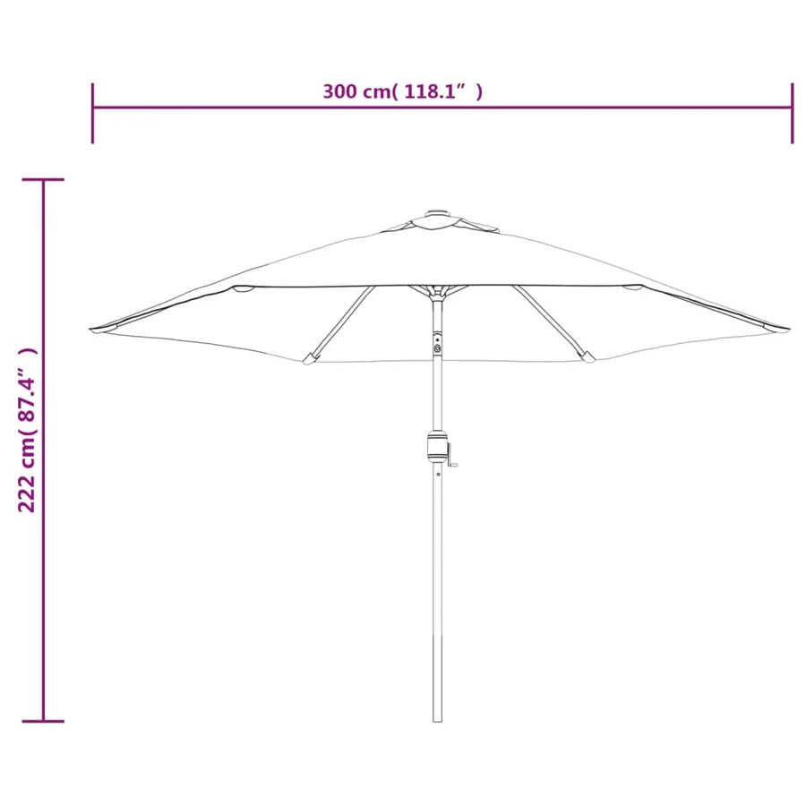 Parasol de jardin avec mât en métal terre cuite 300 cm - 8