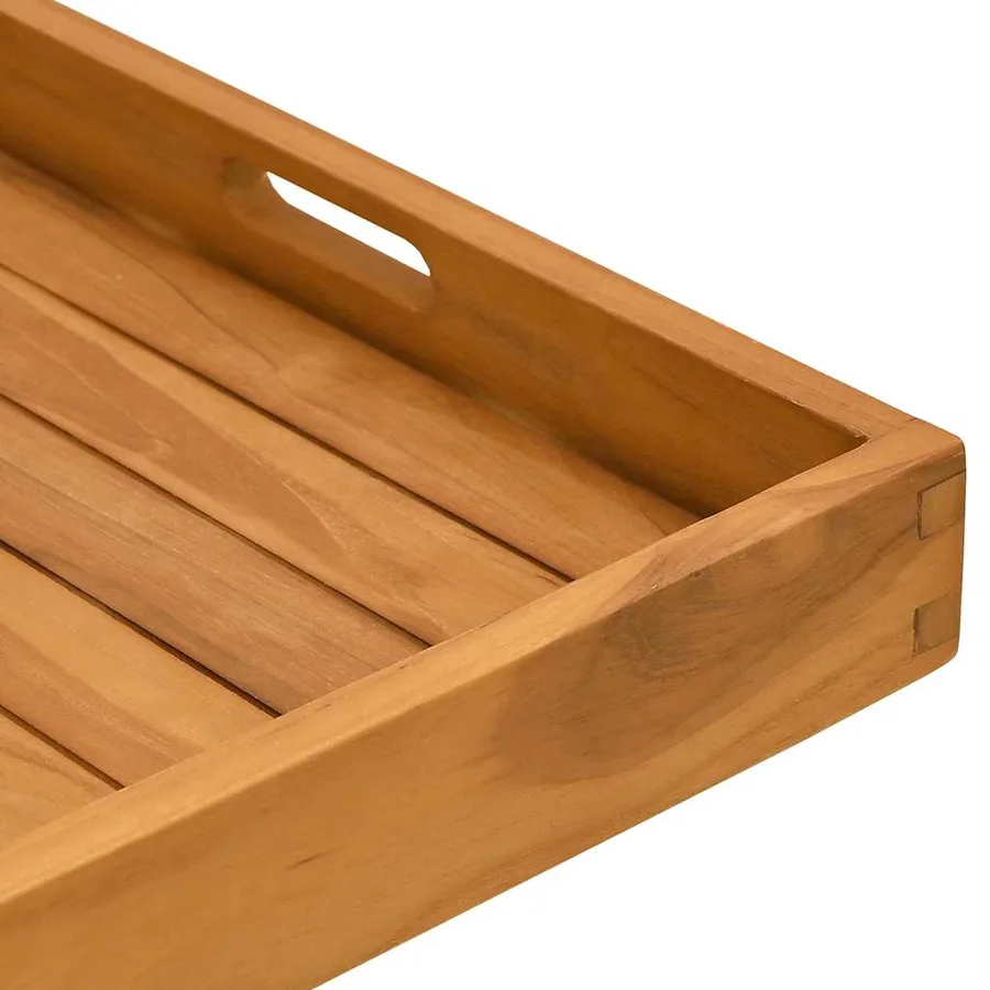 Plateau de service 50x50 cm Bois de teck massif - 7