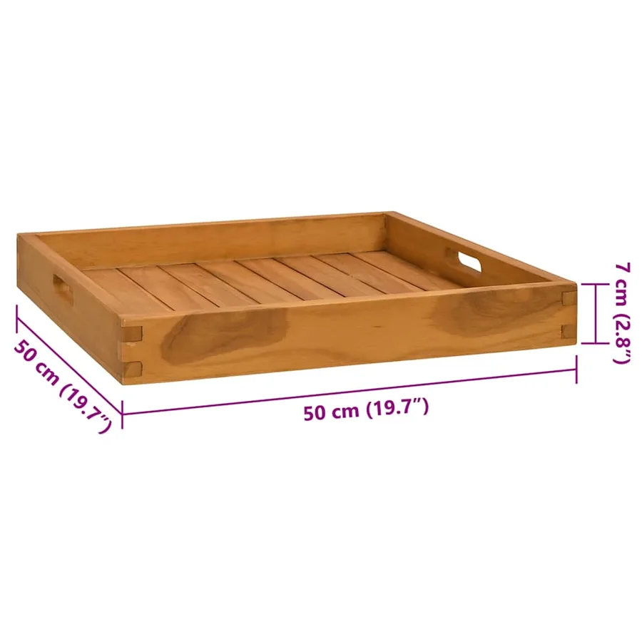 Plateau de service 50x50 cm Bois de teck massif - 8