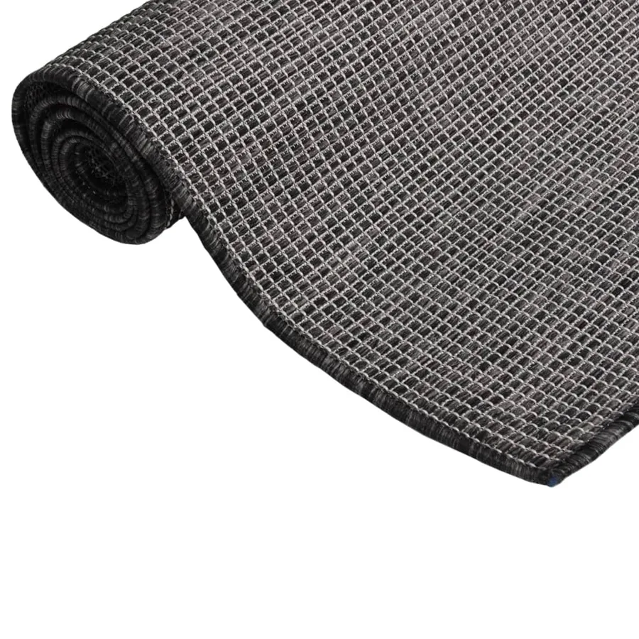 Tapis à tissage plat d'extérieur 80x150 cm Gris - 3