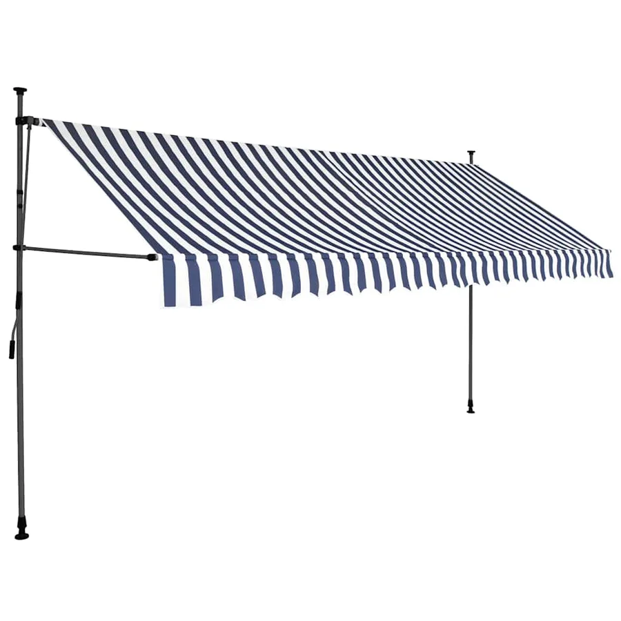 Auvent manuel rétractable avec LED 350 cm Bleu et blanc - 2