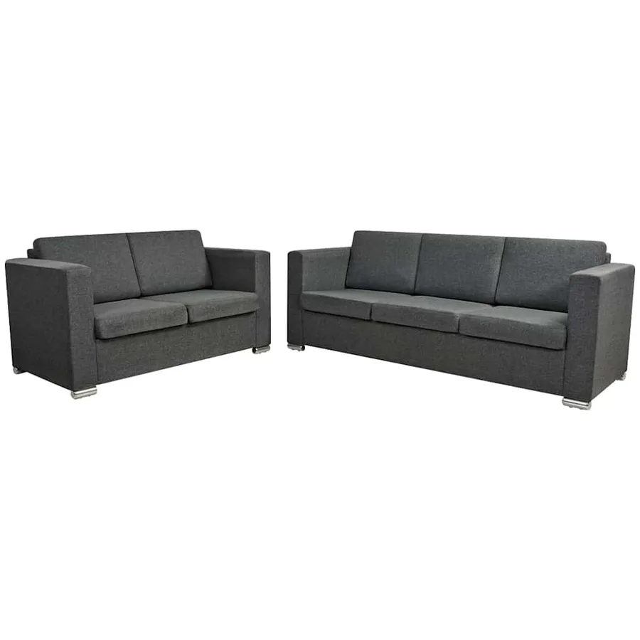 Ensemble de canapés deux pièces Tissu Gris foncé - 2