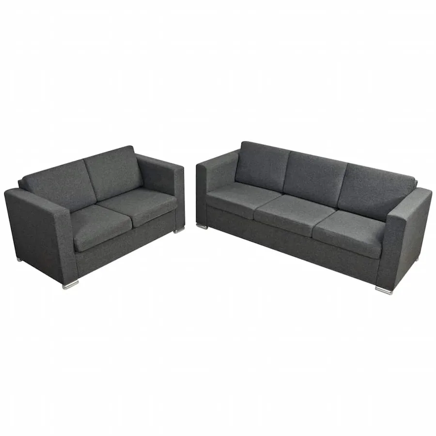 Ensemble de canapés deux pièces Tissu Gris foncé - 3