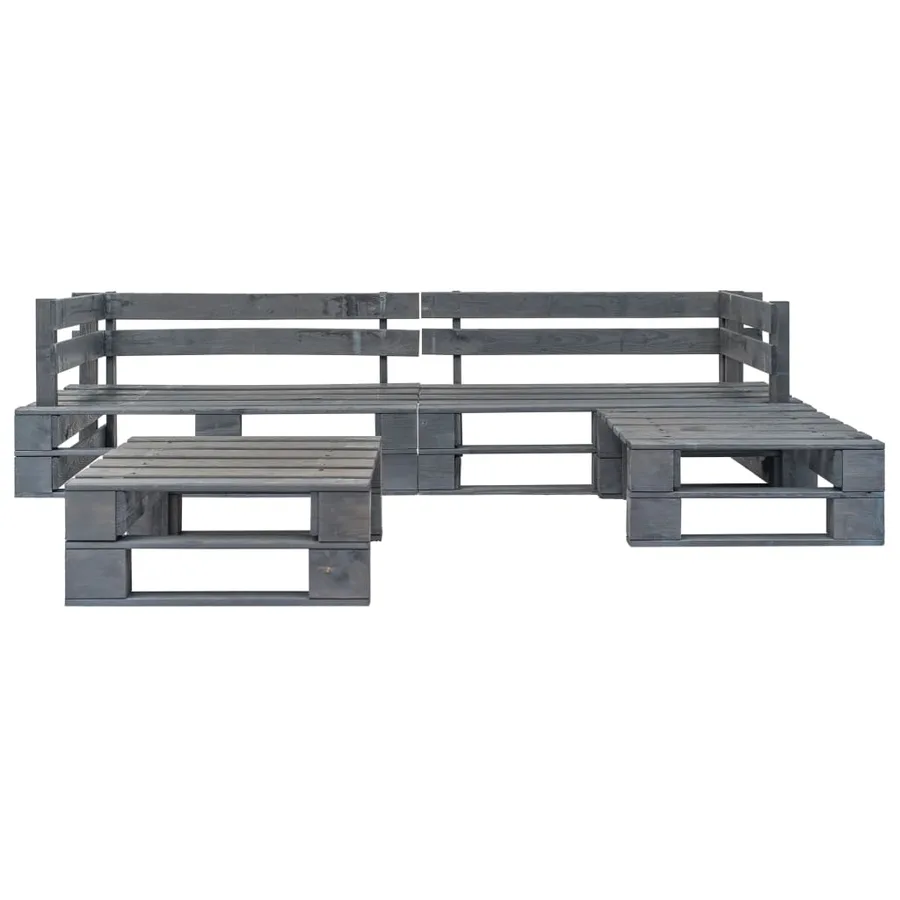 Salon de jardin palette 4 pcs Bois Gris - 2