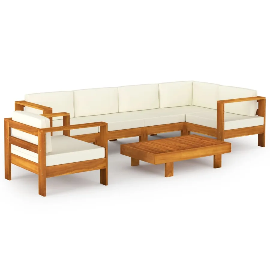 Salon de jardin 7 pièces avec coussins 100 x 60 cm Bois d'acacia - 2