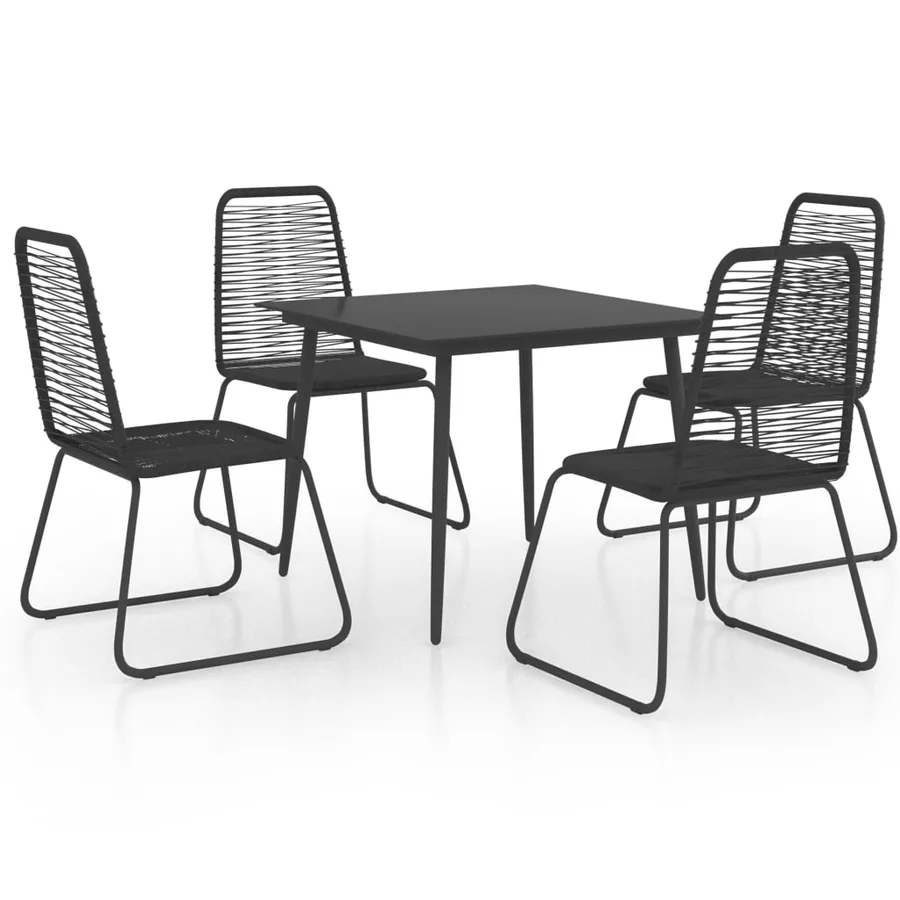 Ensemble à manger de jardin 5 pcs PVC résine tressée noir - 2