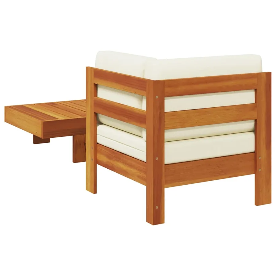 Salon de jardin 2 pcs avec coussins blanc crème Bois d'acacia - 5
