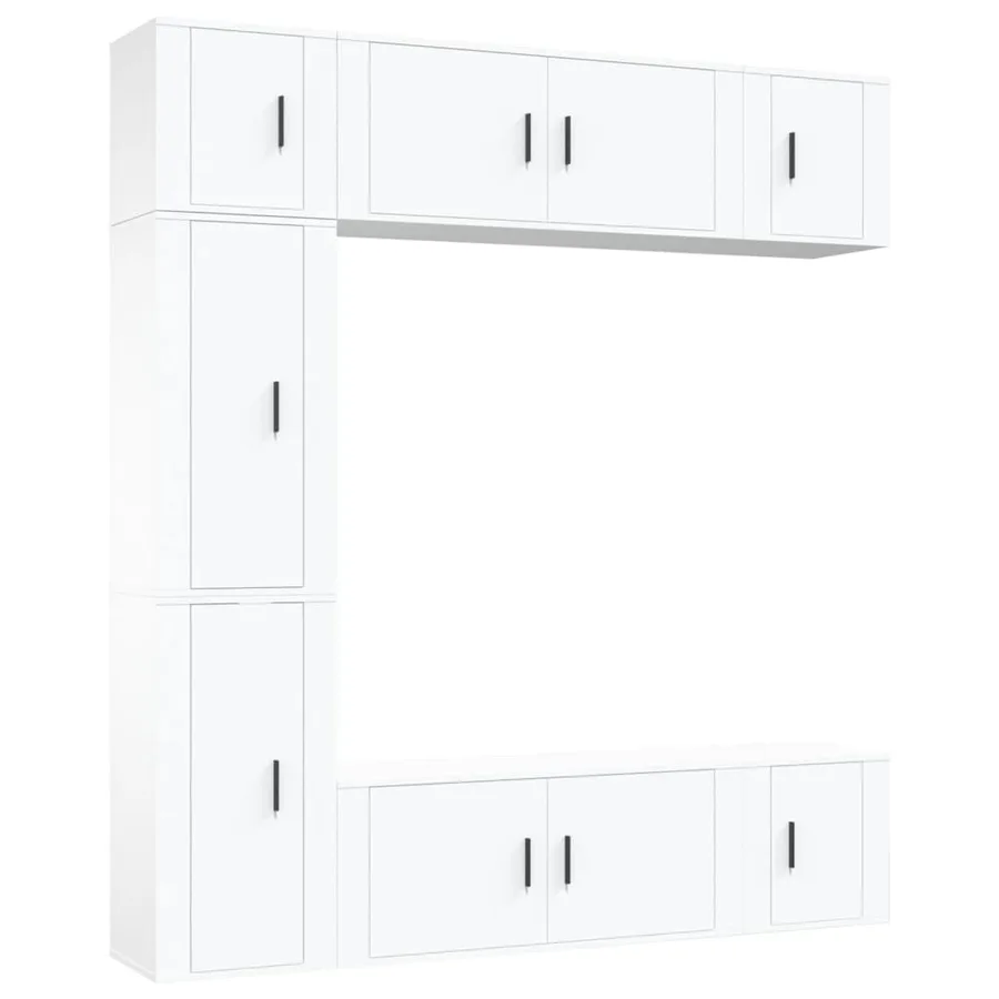 Ensemble de meubles TV 7 pcs Blanc Bois d'ingénierie - 2