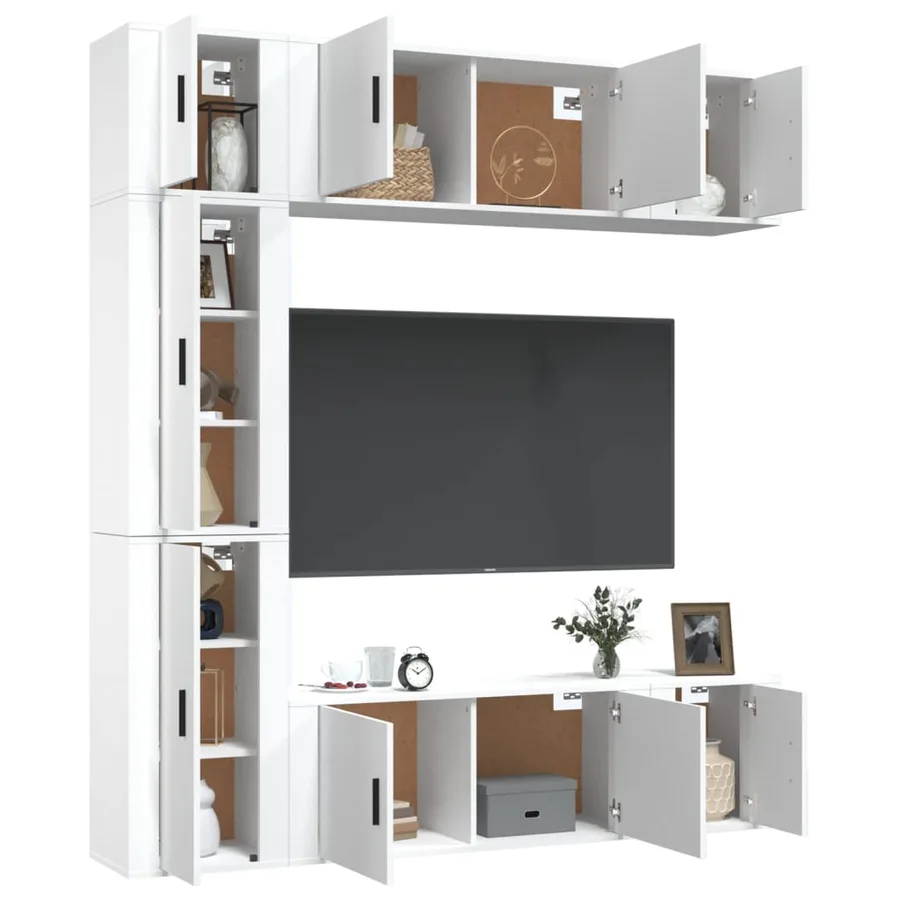 Ensemble de meubles TV 7 pcs Blanc Bois d'ingénierie - 3