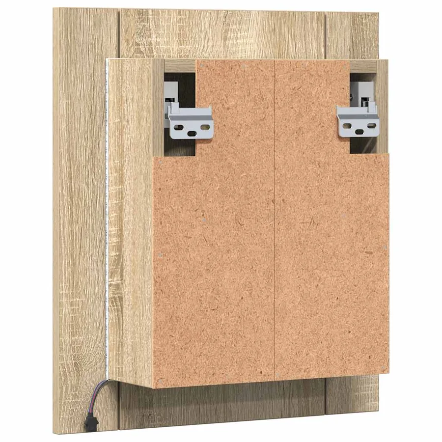 Armoire à miroir LED de bain Chêne sonoma 40x12x45 cm Acrylique - 11