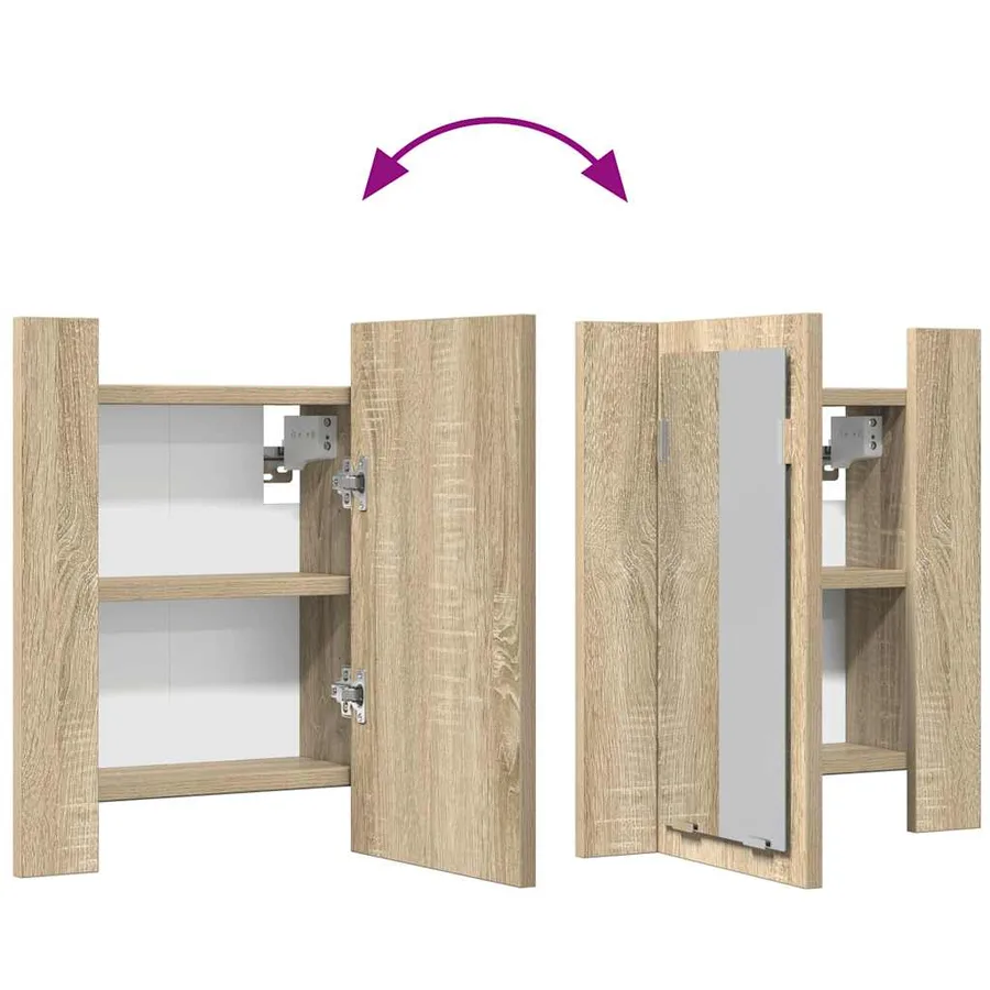 Armoire à miroir LED de bain Chêne sonoma 40x12x45 cm Acrylique - 12