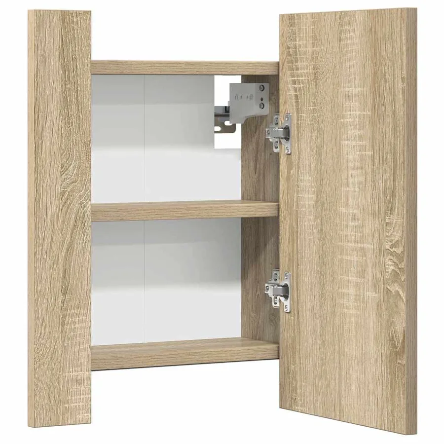 Armoire à miroir LED de bain Chêne sonoma 40x12x45 cm Acrylique - 14