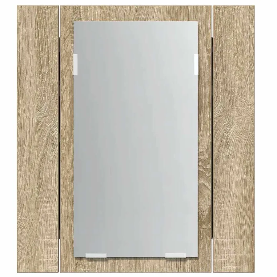 Armoire à miroir LED de bain Chêne sonoma 40x12x45 cm Acrylique - 9