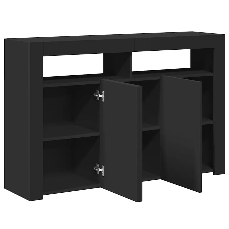 Buffet avec lumières LED noir 115,5x30x75 cm - 10