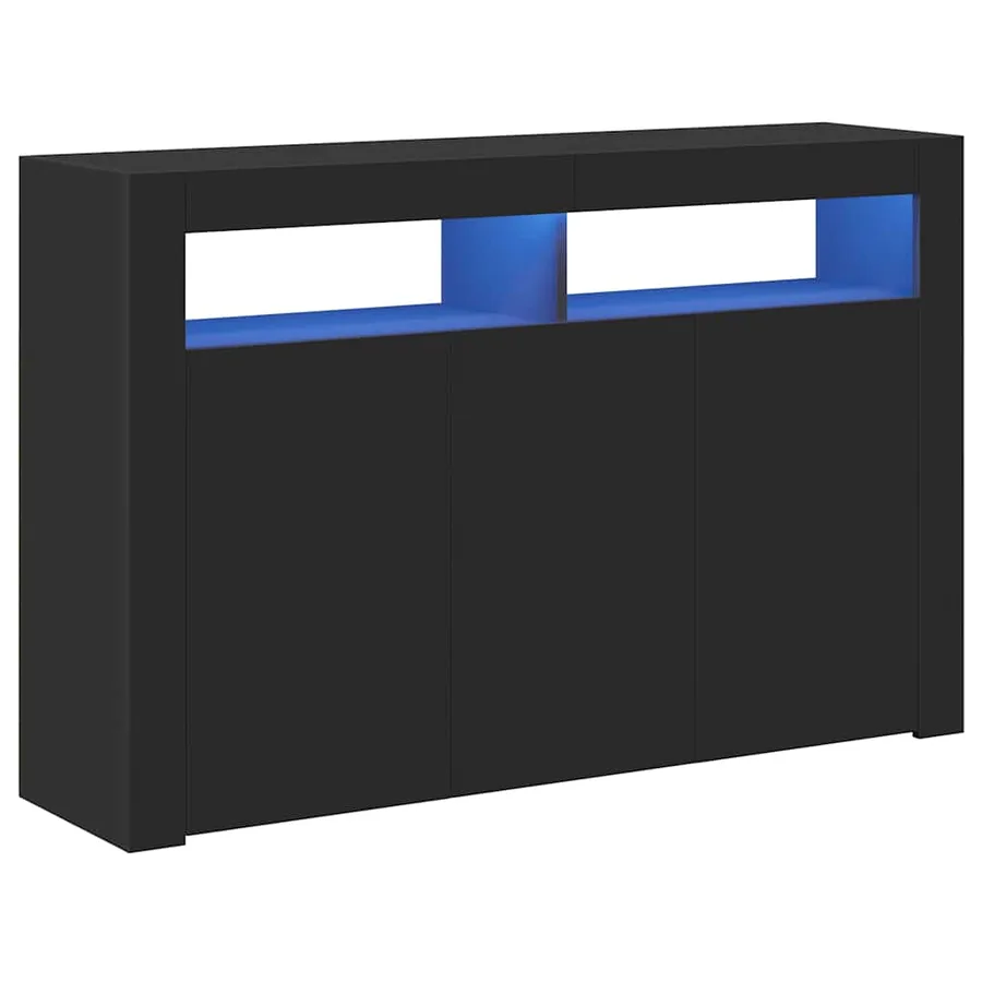 Buffet avec lumières LED noir 115,5x30x75 cm - 2