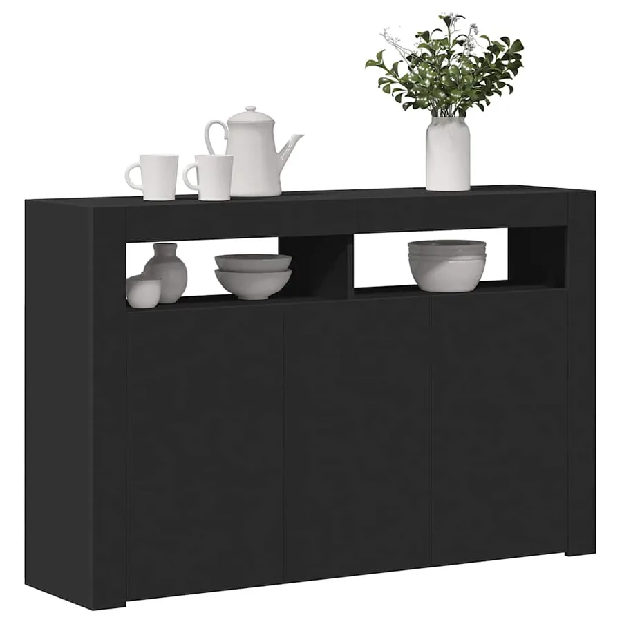 Buffet avec lumières LED noir 115,5x30x75 cm - 7