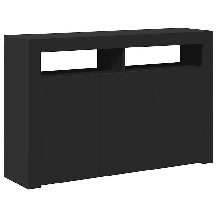 Buffet avec lumières LED noir 115,5x30x75 cm - 8