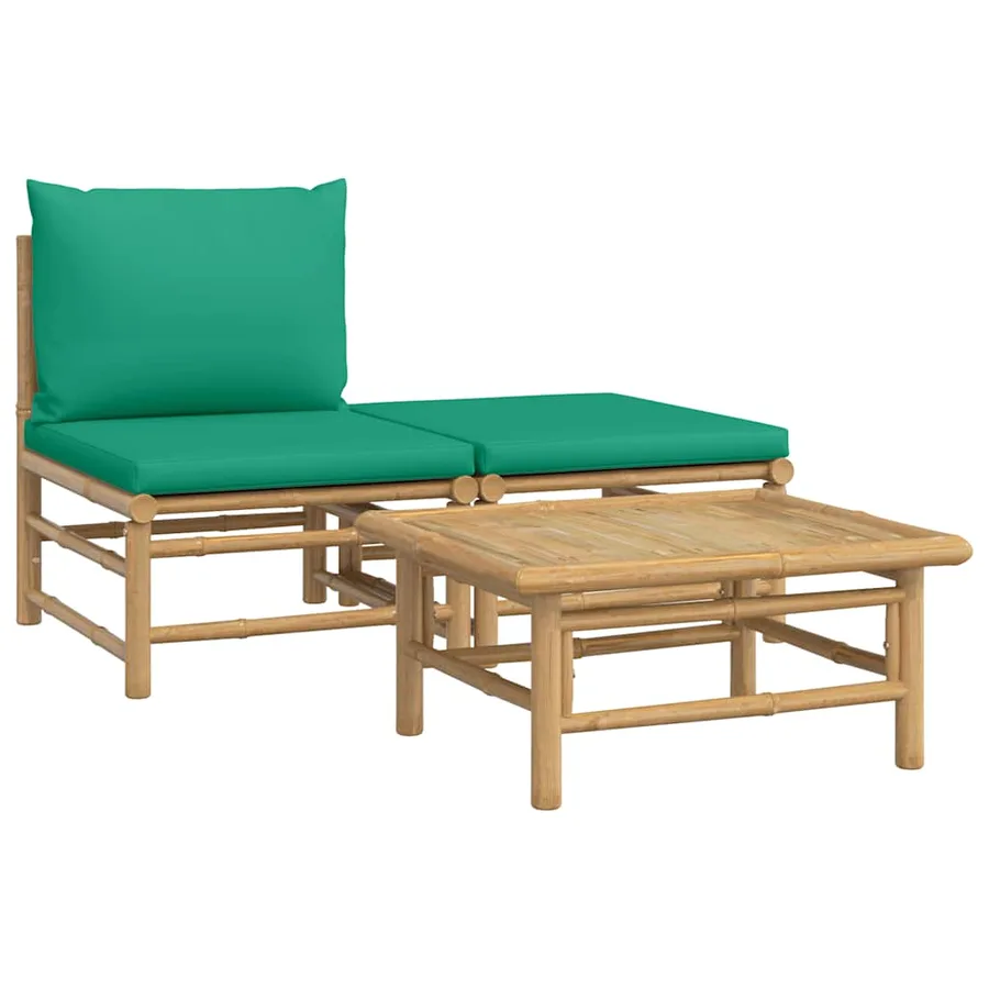 Salon de jardin 3 pcs avec coussins vert bambou - 2