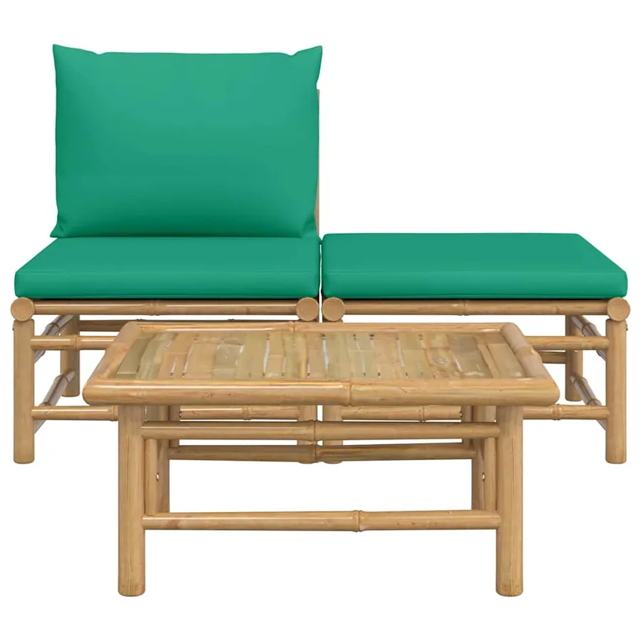 Salon de jardin 3 pcs avec coussins vert bambou - 3