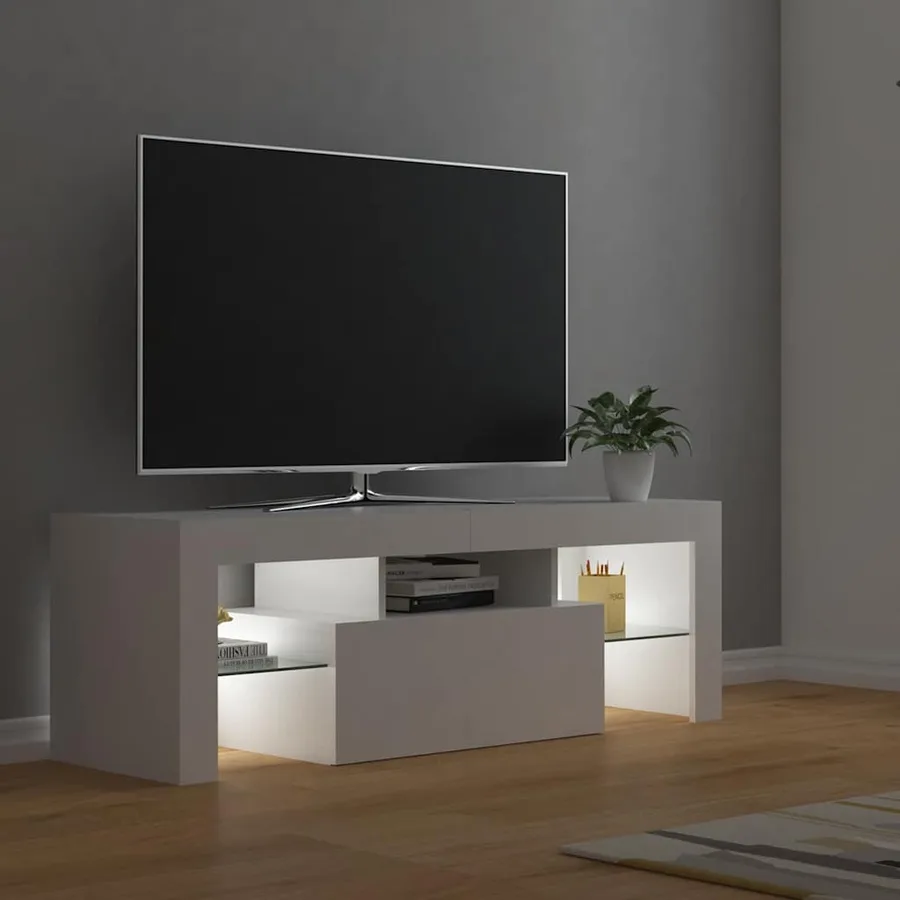 Meuble TV avec lumières LED Blanc 120x35x40 cm - 6