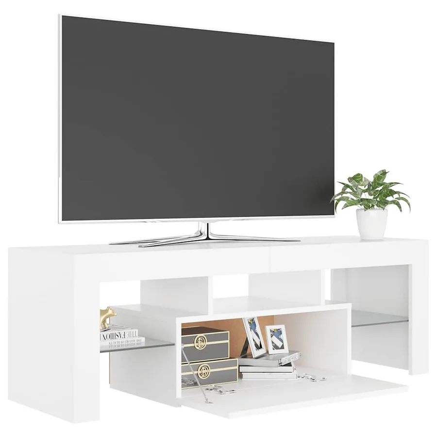 Meuble TV avec lumières LED Blanc 120x35x40 cm - 8