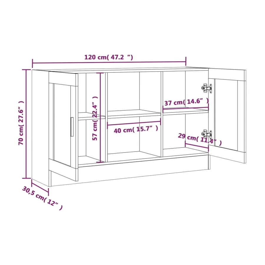Buffet Chêne marron 120x30,5x70 cm Bois d'ingénierie - 9