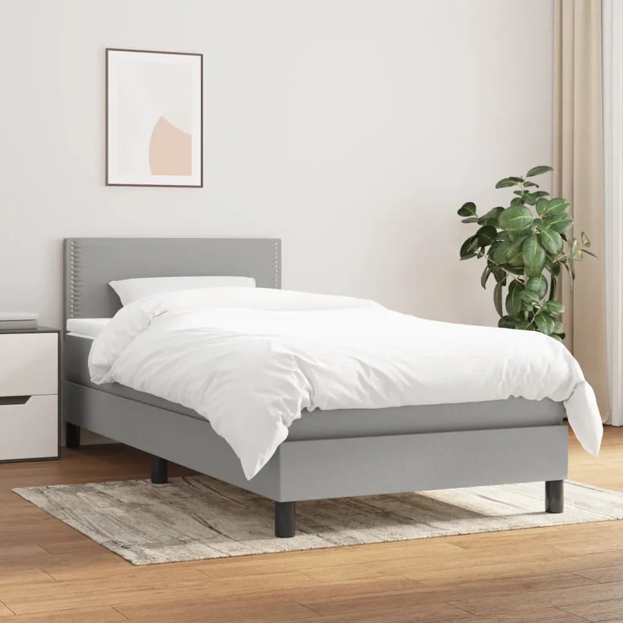 Sommier à lattes de lit et matelas Gris clair 90x190 cm Tissu