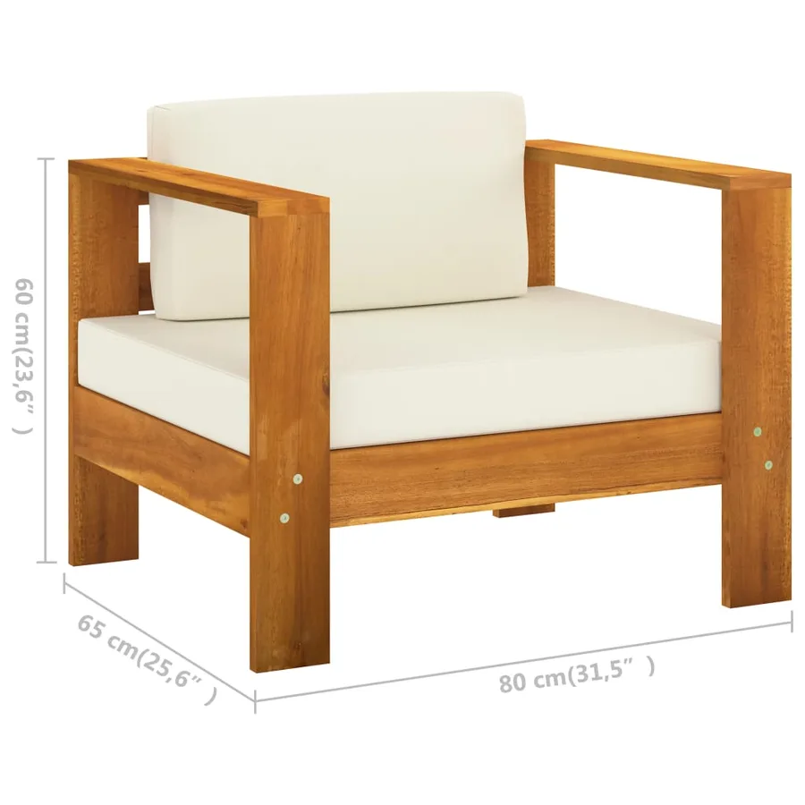 Salon de jardin 9 pièces avec coussins 100 x 60 cm Bois d'acacia - 8