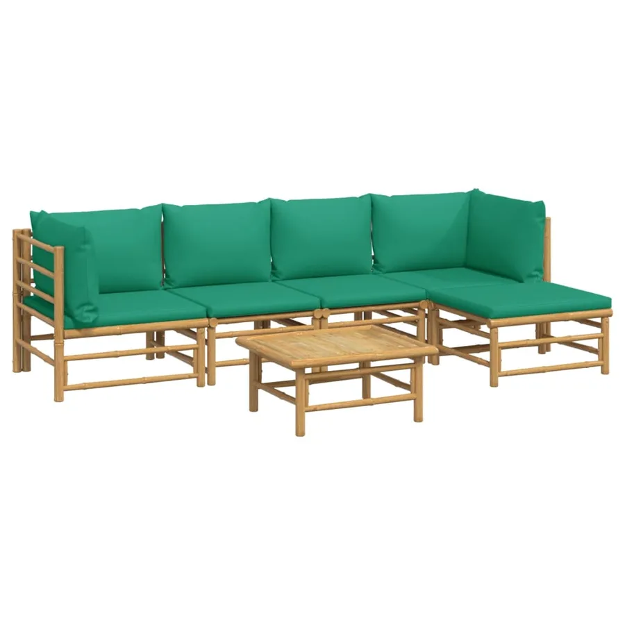 Salon de jardin 6 pcs avec coussins vert bambou - 3
