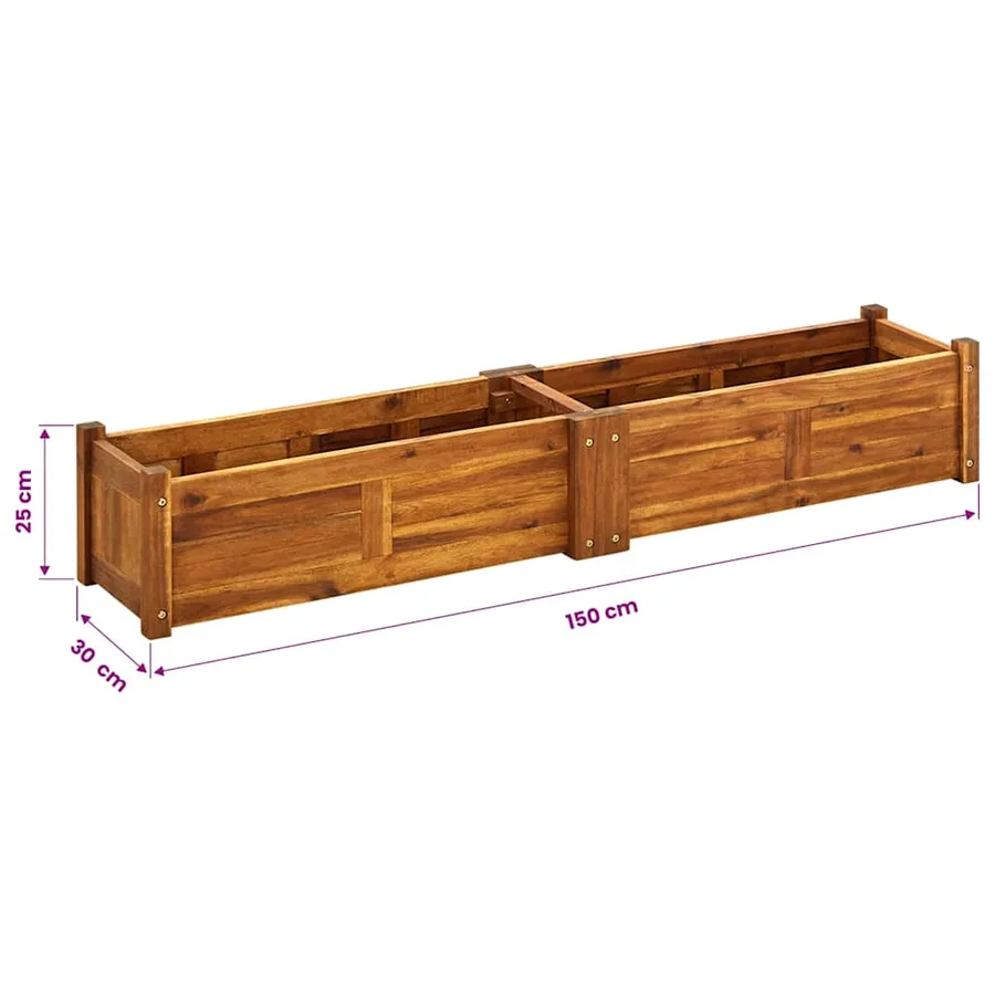Lit surélevé de jardin Bois d'acacia 150x30x25 cm - 8