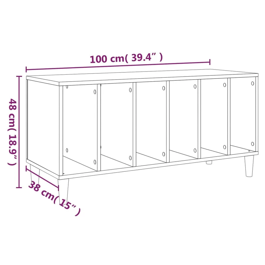 Armoire à disques blanc 100x38x48 cm bois d'ingénierie - 8