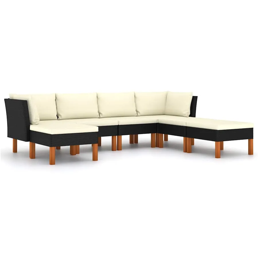 Salon de jardin 7 pcs avec coussins Résine tressée Noir - 2