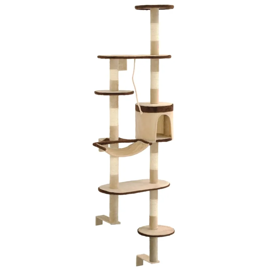 Arbre à chat en sisal Montage mural 194 cm Beige et marron - 3