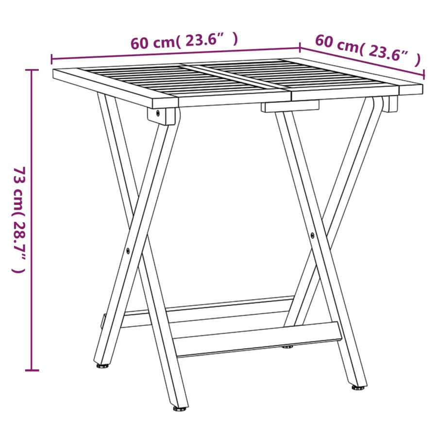 Ensemble de bistro pliable 3 pcs avec coussins Acacia solide - 11