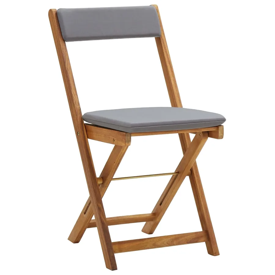 Ensemble de bistro pliable 3 pcs avec coussins Acacia solide - 5