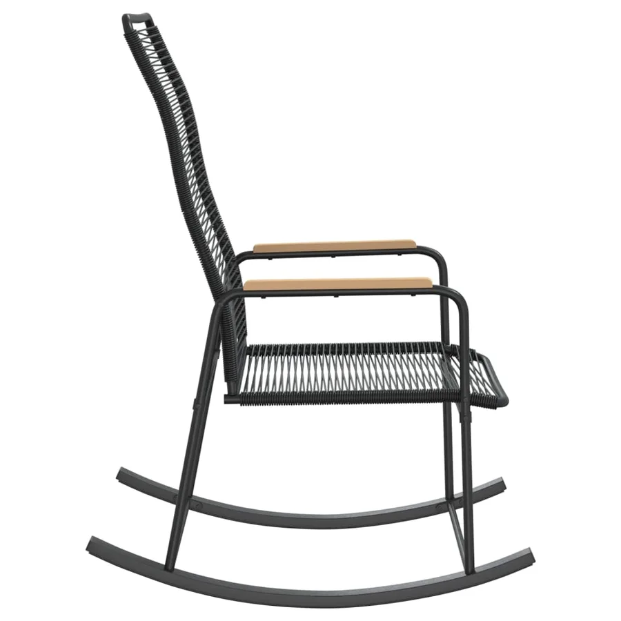 Chaise à bascule de jardin noir 59x79,5x104 cm Rotin PVC - 4