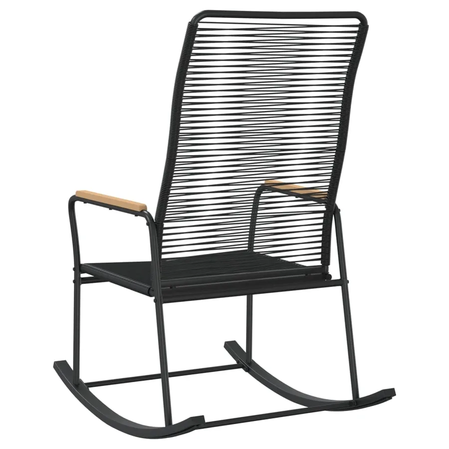 Chaise à bascule de jardin noir 59x79,5x104 cm Rotin PVC - 5