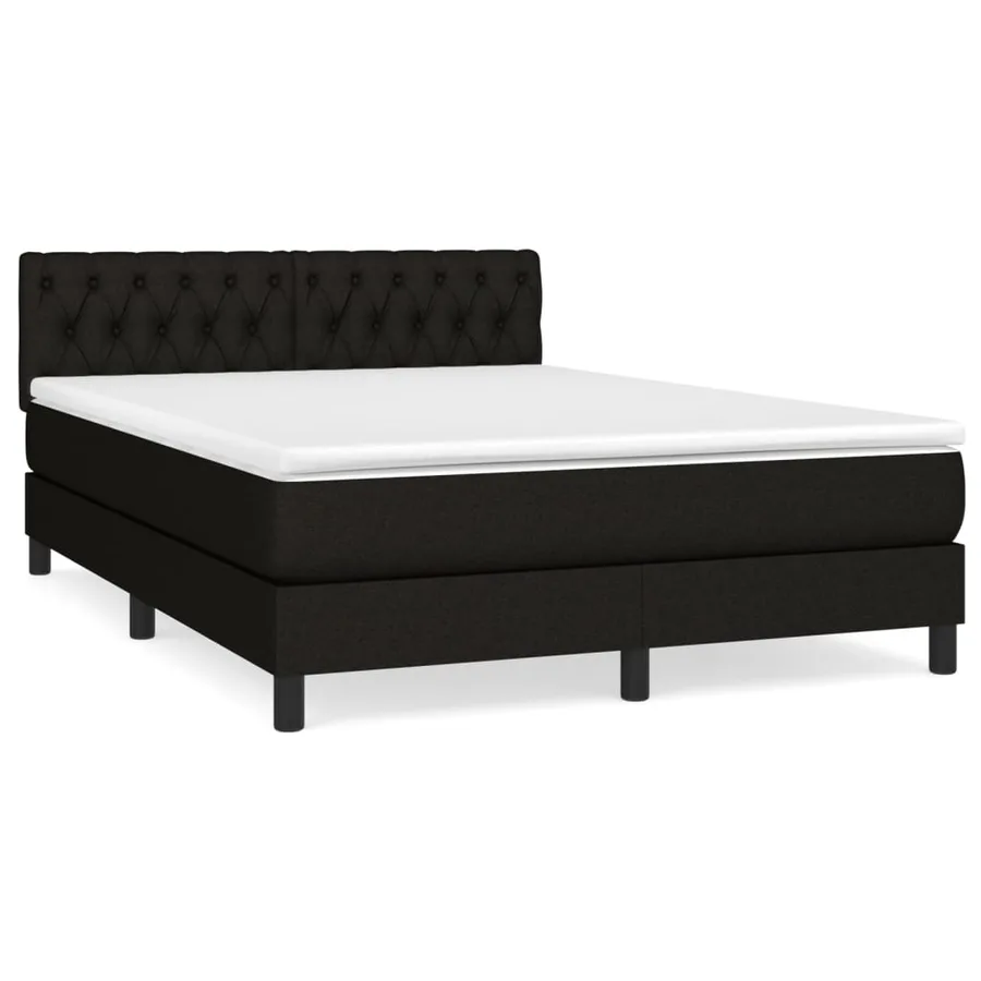 Sommier à lattes de lit avec matelas Noir 140x190 cm Tissu - 2