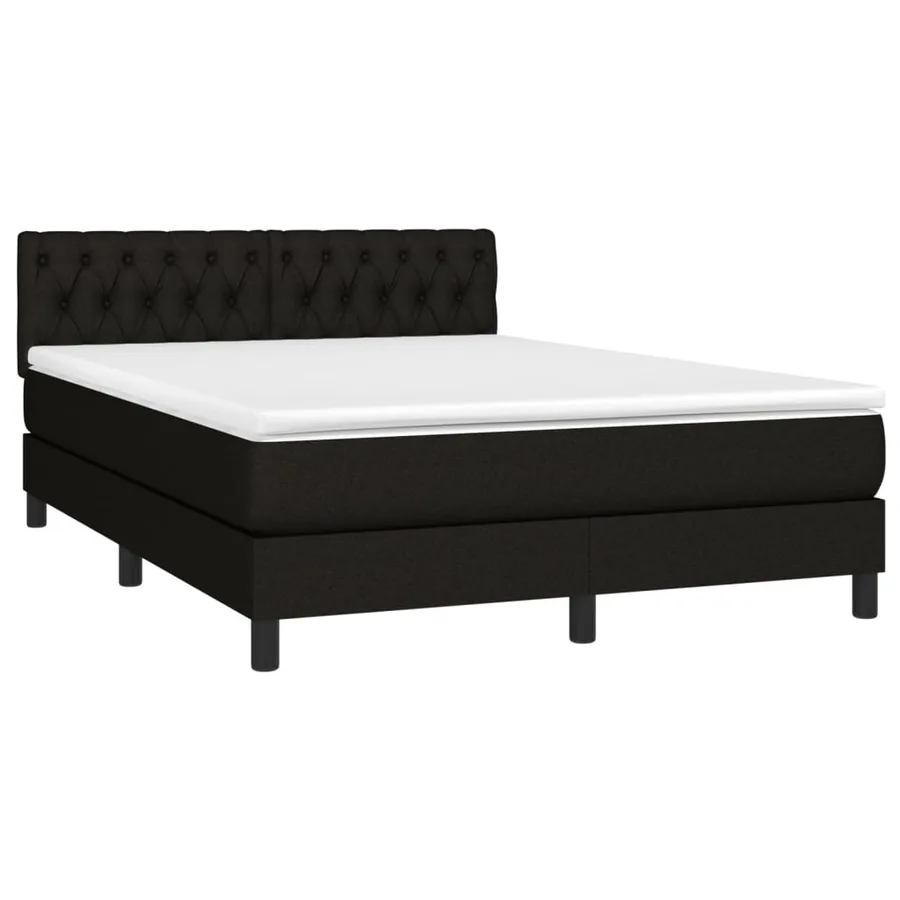 Sommier à lattes de lit avec matelas Noir 140x190 cm Tissu - 3