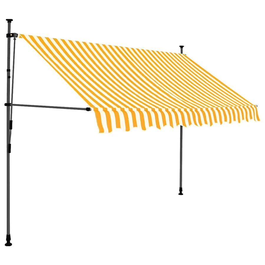 Auvent manuel rétractable avec LED 300 cm Blanc et orange - 2