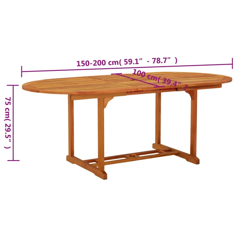 Table de jardin 200x100x75 cm Bois d'eucalyptus solide - 10
