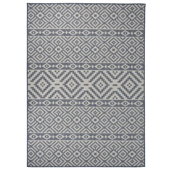 Tapis à tissage plat d'extérieur 200x280 cm Rayures bleues