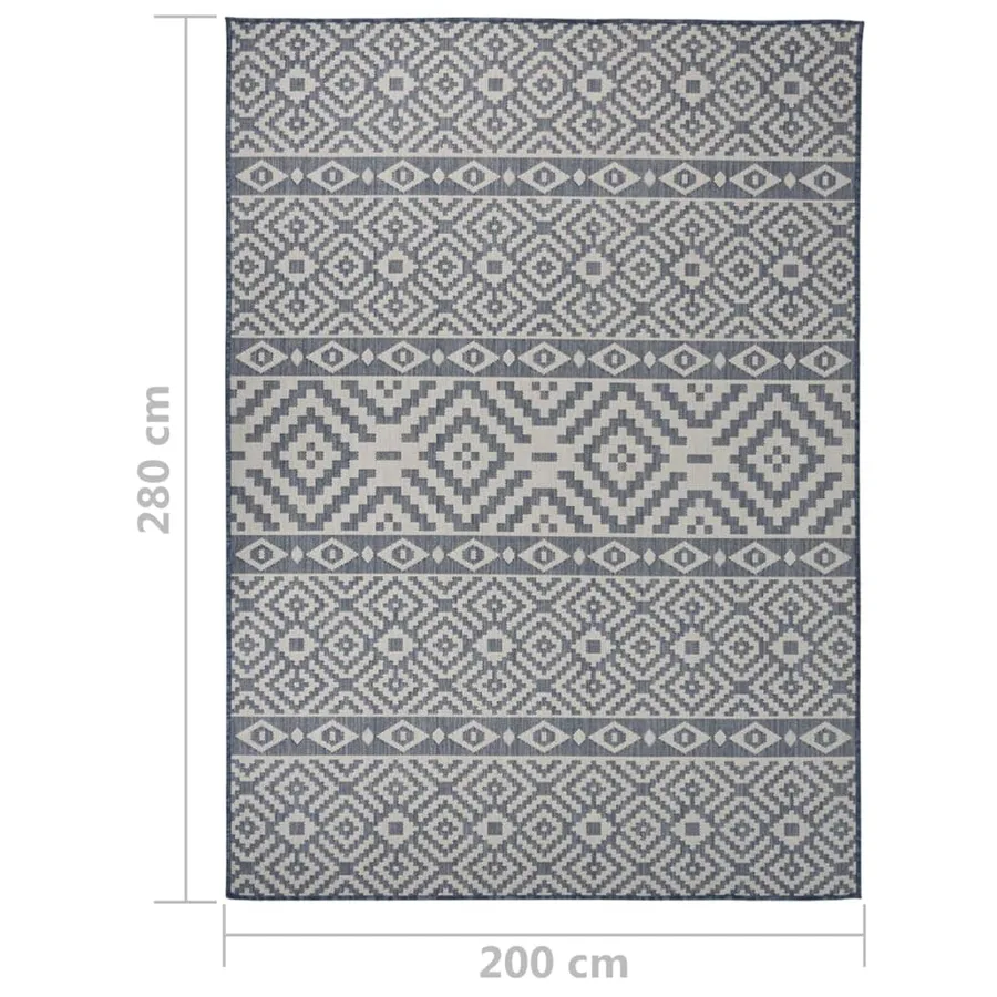 Tapis à tissage plat d'extérieur 200x280 cm Rayures bleues - 6