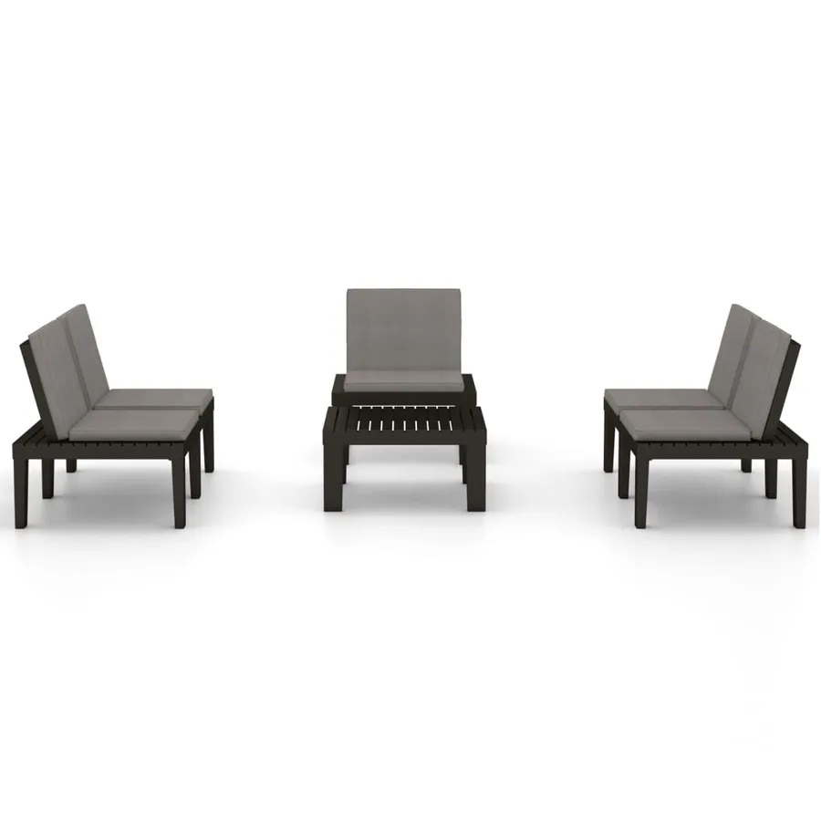 Salon de jardin 4 pcs avec coussins Plastique Gris - 3