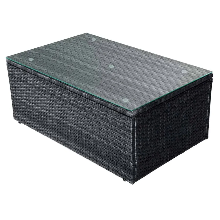 Salon de jardin 4 pcs avec coussins Résine tressée Noir - 9