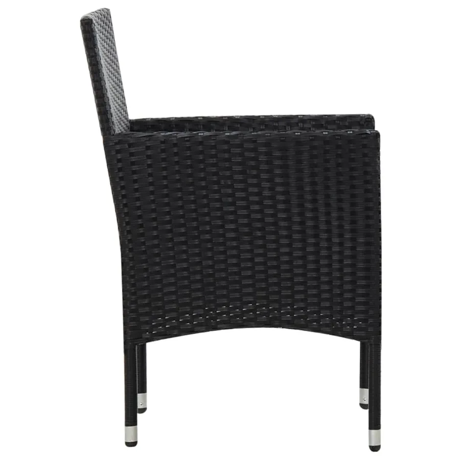 Salon de jardin 5 pcs avec coussins résine tressée noir - 10