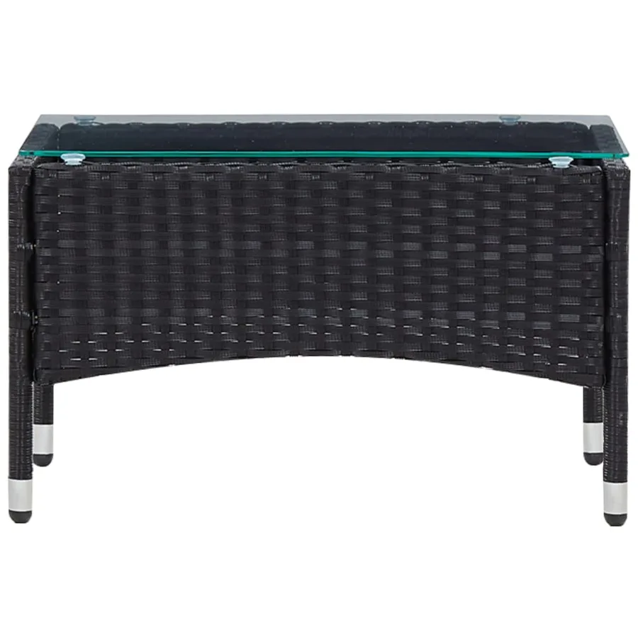 Salon de jardin 5 pcs avec coussins résine tressée noir - 12